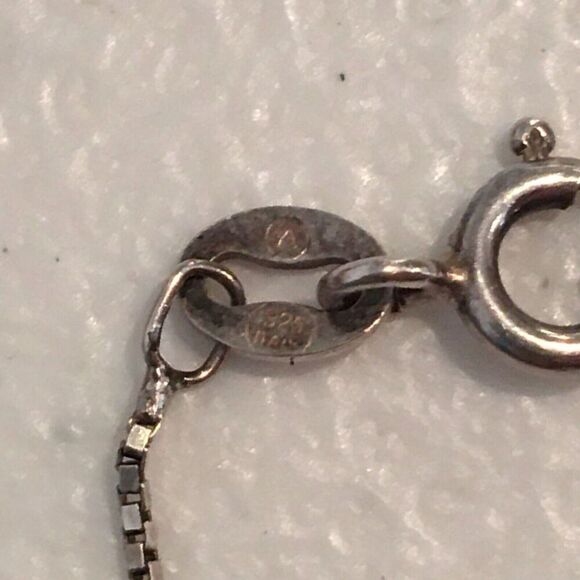 Vintage Turquoise Pendant Sterling Silver Necklace 925 18.5" Box Chain Feather - Picture 3 of 12